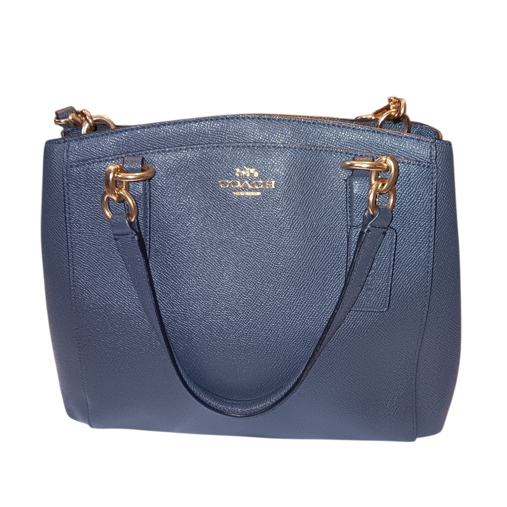 Coach Navy Blue Leather Tote Bag